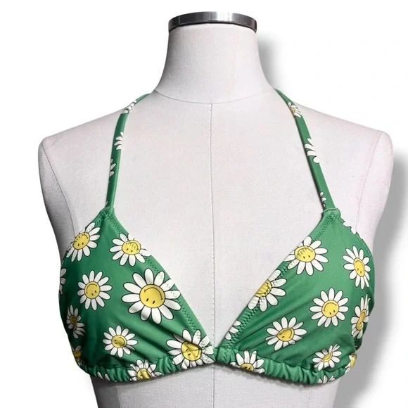 AERIE Smiley String Triangle Bikini Top Celebrity Green Size Small - Picture 9 of 9